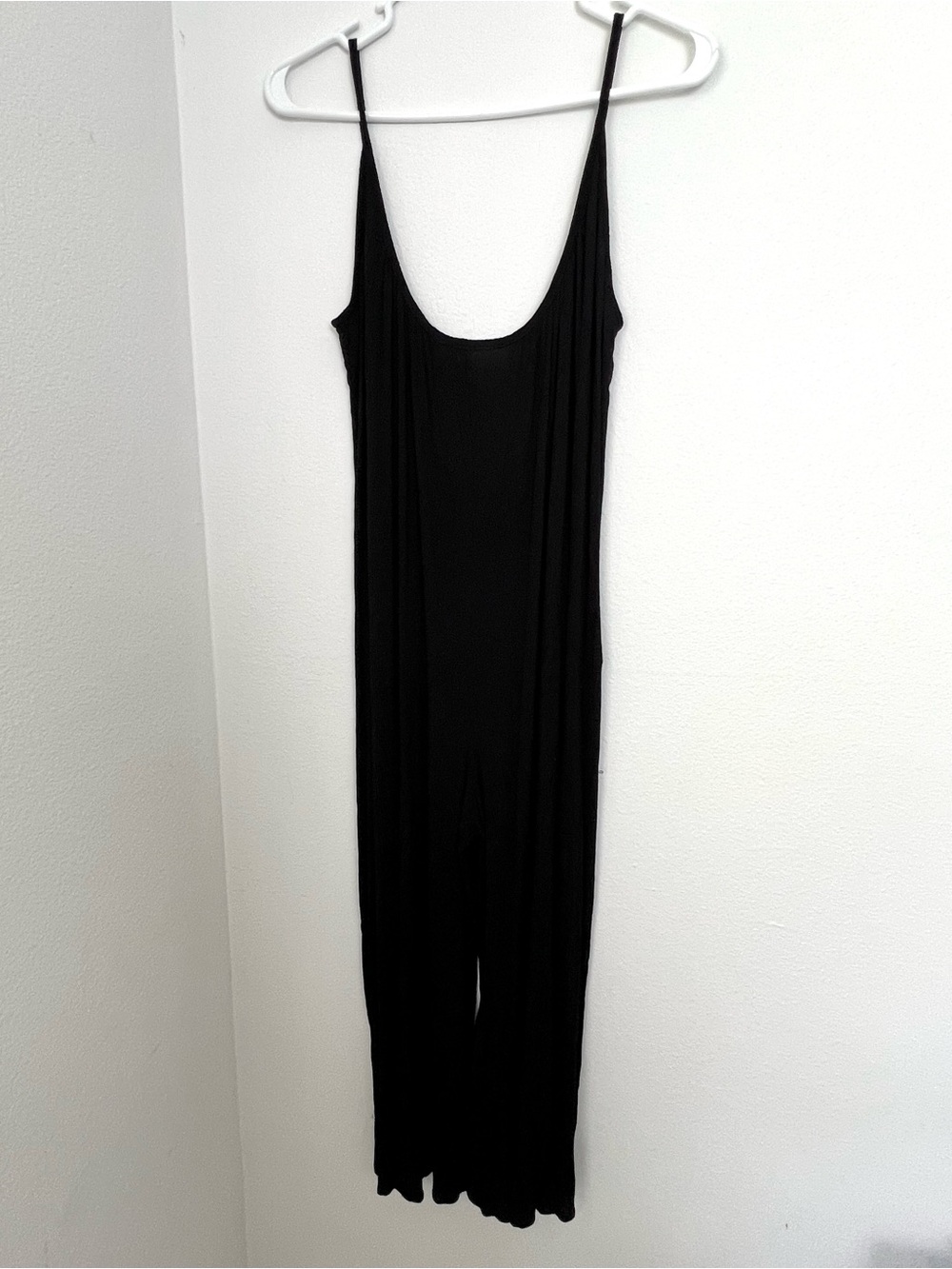 Black Deep Scoop Wide-Leg Gauze Jumpsuit/coverup crop fit